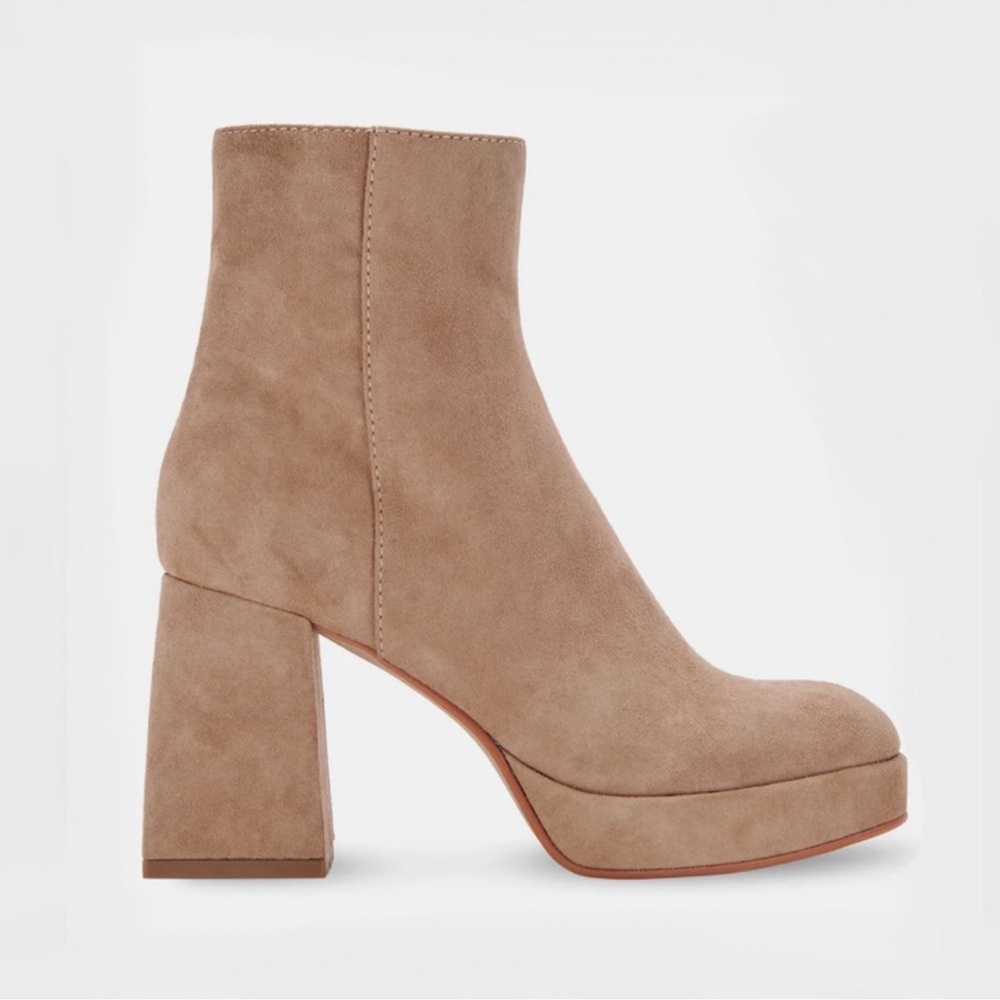 Dolce Vita Ulyses Mushroom Beige Suede Platform‎ Ankle Boot Sz 9.5 Wore Once 1x
